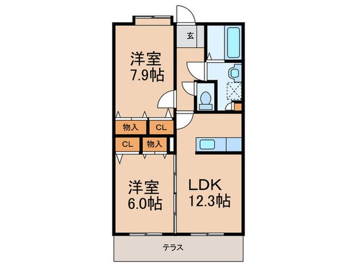 プロスパー20(2LDK/1階)の間取り写真