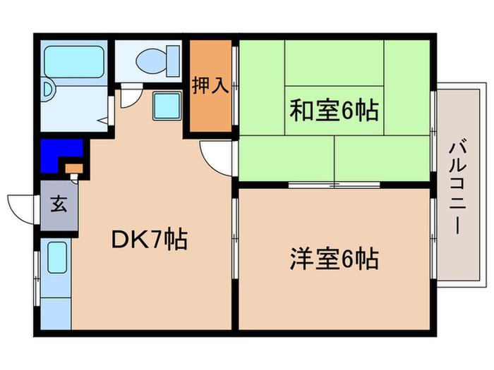 ハイツウエストヒル(2DK/2階)の間取り写真