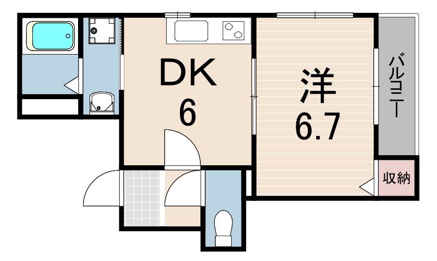 メリアハイツ(1DK/2階)の間取り写真