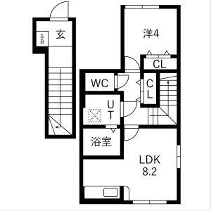 アクアフィオーレ江南(1LDK/2階)の間取り写真