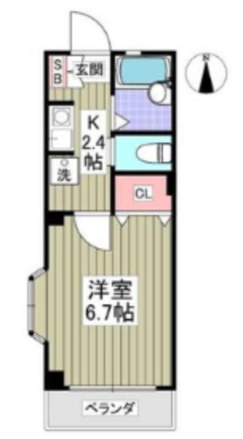 プレゼントコート(1K/2階)の間取り写真