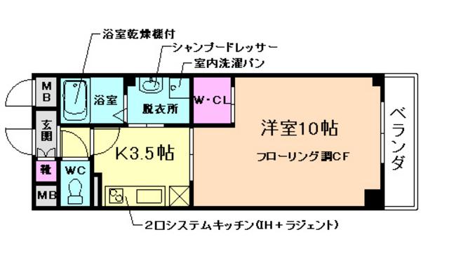 ストロベリーフィールズ(1K/3階)の間取り写真