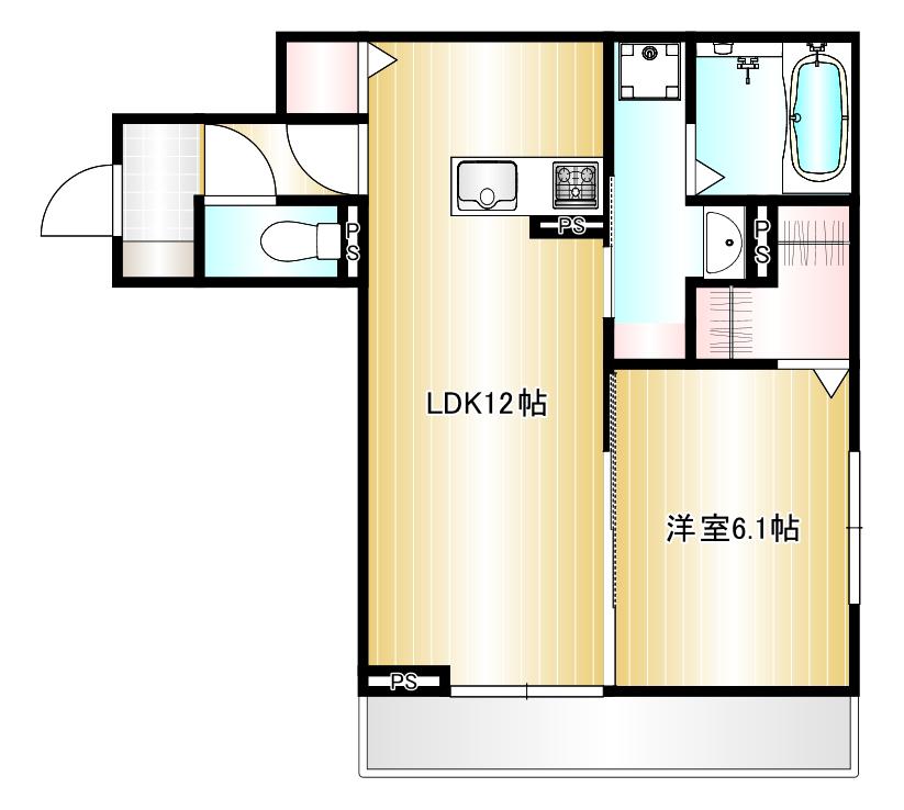 ブルーミア(1LDK/3階)の間取り写真