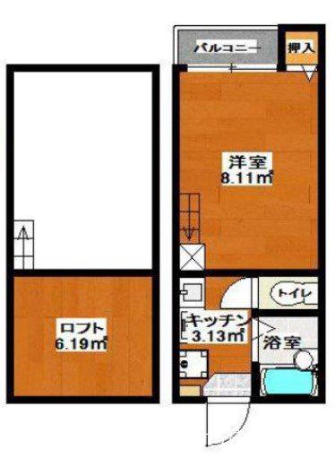サンシティ箱崎(1K/2階)の間取り写真