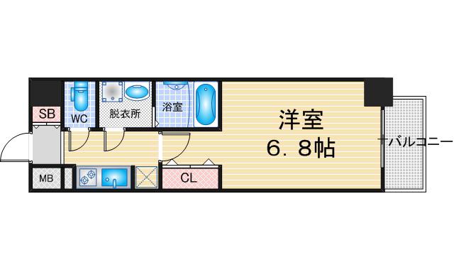 S-RESIDENCE志賀本通DEARLY(1K/8階)の間取り写真
