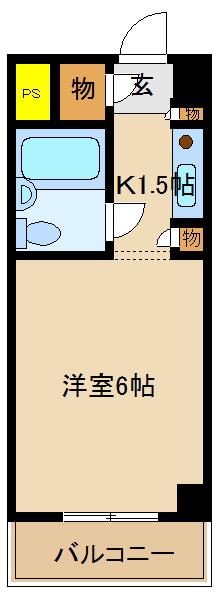 トップ南流山(1K/2階)の間取り写真