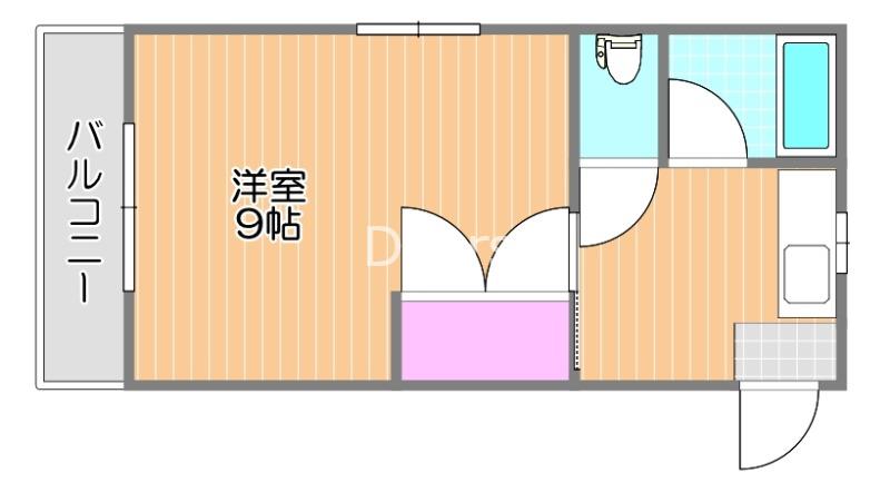 リトルハイム花尻 58番館(1K/2階)の間取り写真