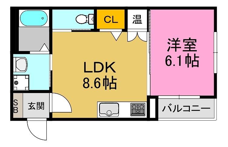 トップヒル森河内(1LDK/2階)の間取り写真