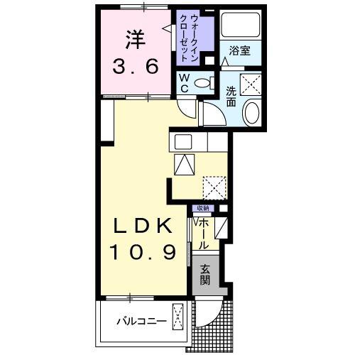 エレガンテ倉敷(1LDK/1階)の間取り写真
