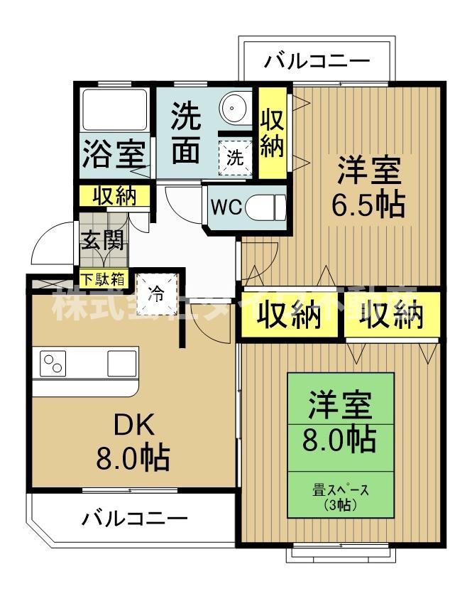 ヴィアンカ80(2DK/3階)の間取り写真