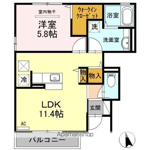 サニーハイツ花棚A棟(1LDK/1階)の間取り写真