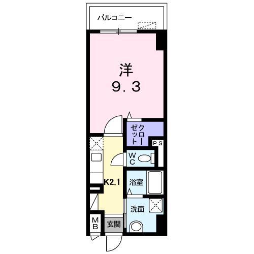 アメニティ万代(1K/5階)の間取り写真