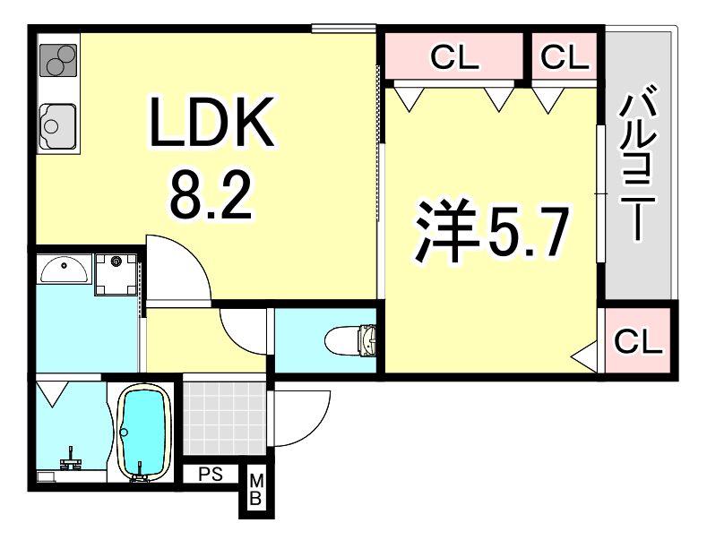フジパレス武庫之荘東I番館(1LDK/1階)の間取り写真
