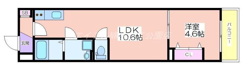 ニスム御崎(1LDK/3階)の間取り写真