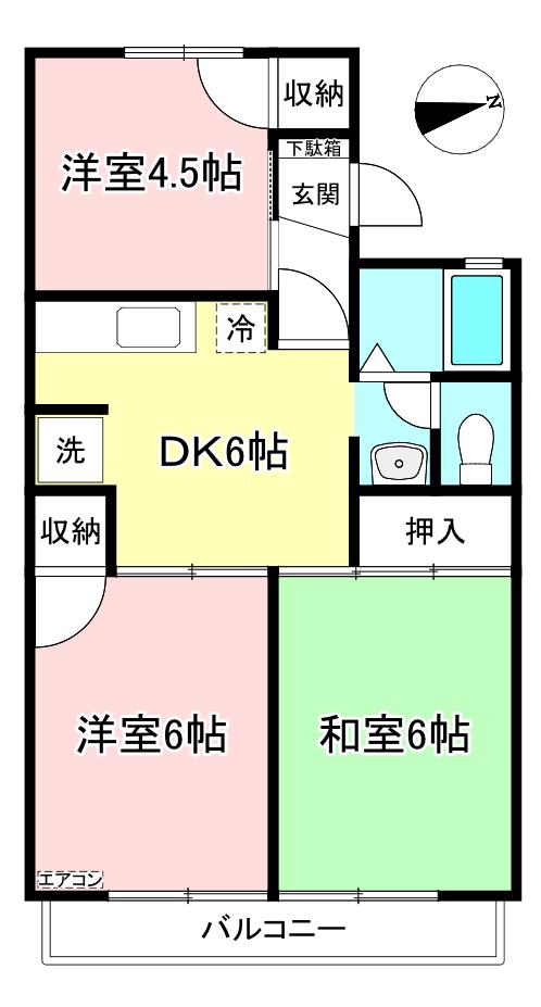 ハイム大台(3DK/2階)の間取り写真