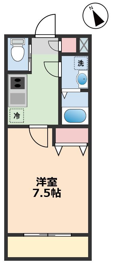 KT 3RD(1K/1階)の間取り写真
