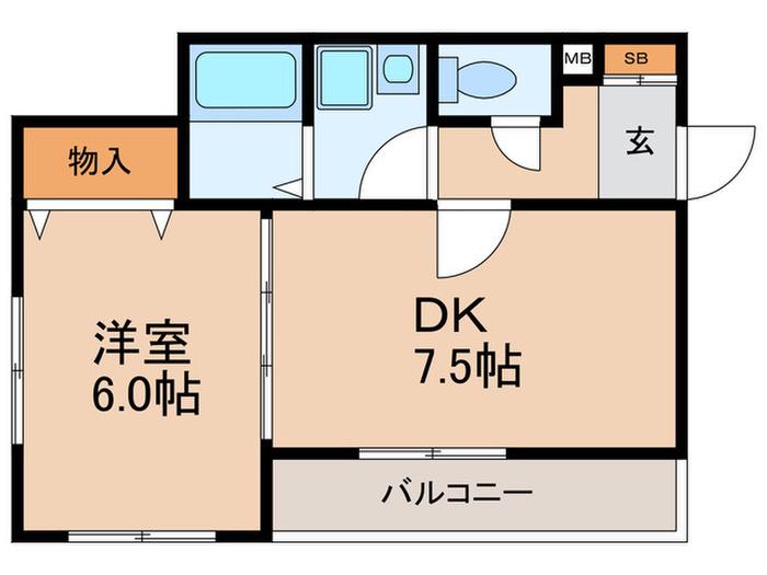 マノワールデルニエ(1DK/2階)の間取り写真