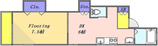 第1日向ビル(1DK/3階)の間取り写真