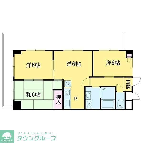 シティライフ赤塚(3DK/4階)の間取り写真