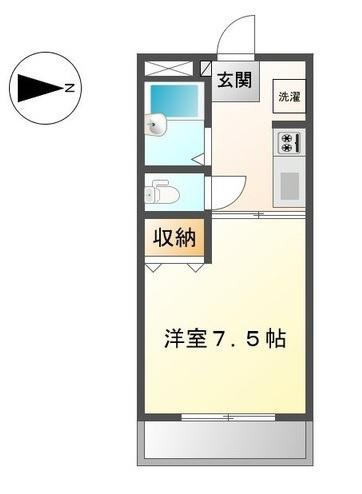 パープルメゾンII(1K/1階)の間取り写真