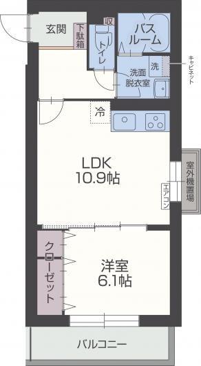 シャンパーニュ(1LDK/4階)の間取り写真