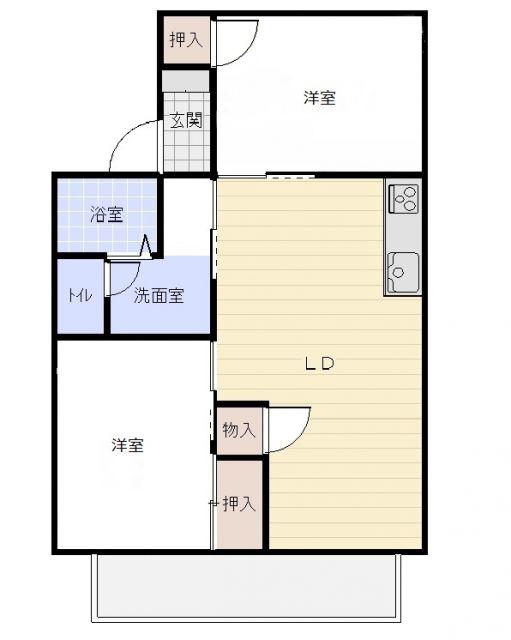 カーリーハイムT&I(2LDK/1階)の間取り写真