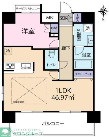 ユリカロゼ西新井(1LDK/5階)の間取り写真