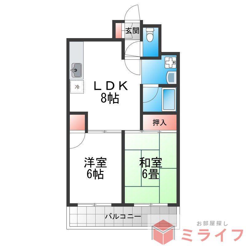 サンシティ摂陽(2DK/3階)の間取り写真
