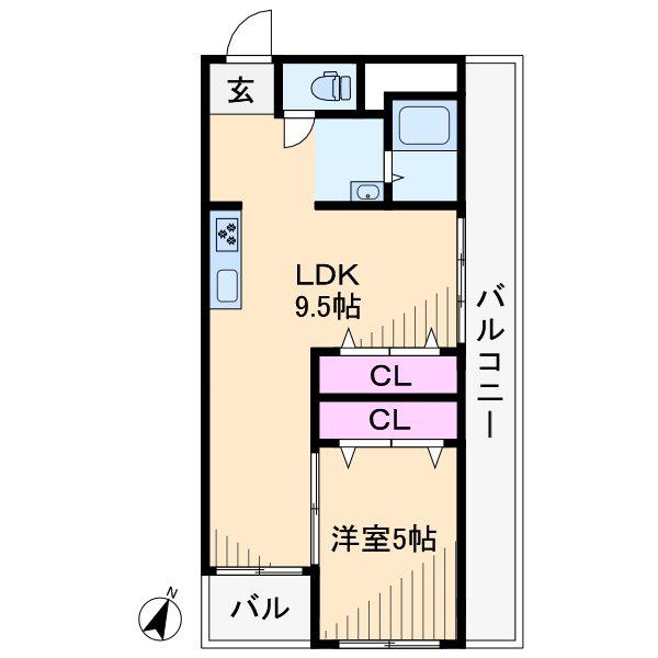 ニチモ日吉第2コーポラス(1LDK/6階)の間取り写真