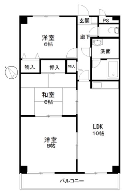 ジェネシス(3LDK/1階)の間取り写真
