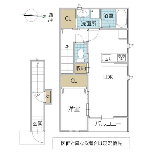 レーガベーネ中根 A(1LDK/2階)の間取り写真