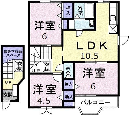 メープルアベニューC(3LDK/2階)の間取り写真
