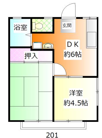 第三宮崎コーポ(2DK/2階)の間取り写真