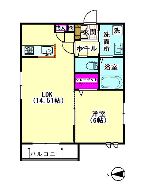 クローバーテラス(1LDK/3階)の間取り写真