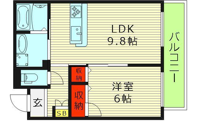 ヴィアソーレ鶴見(1LDK/2階)の間取り写真