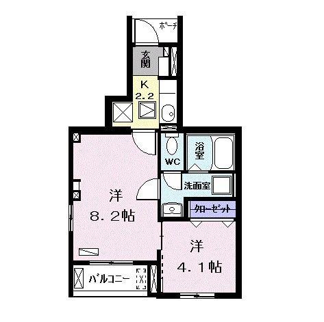 リジエールI(2K/1階)の間取り写真