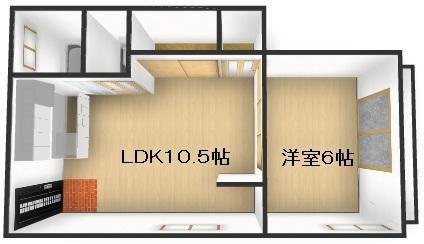 ハイツタツミA棟(1LDK/1階)の間取り写真