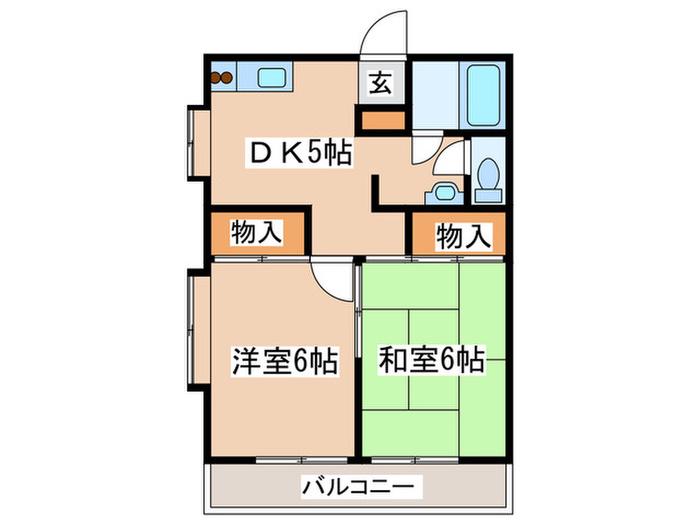 ヴィラウイスタリア(2DK/2階)の間取り写真