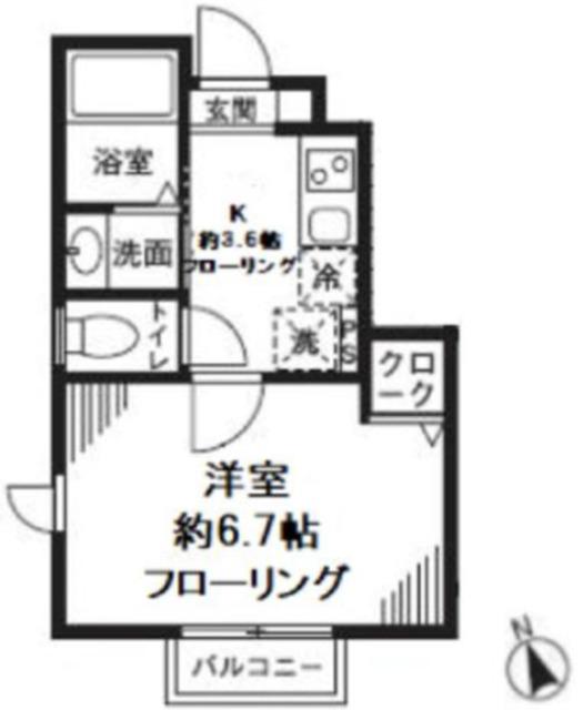 シンフォニア(1K/1階)の間取り写真