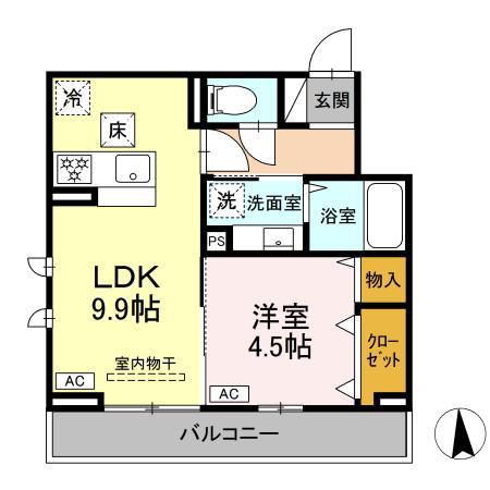 ディーブレス横濱岸根公園1(1LDK/1階)の間取り写真