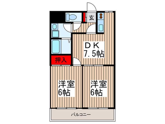 グレース南浦和(2DK/2階)の間取り写真