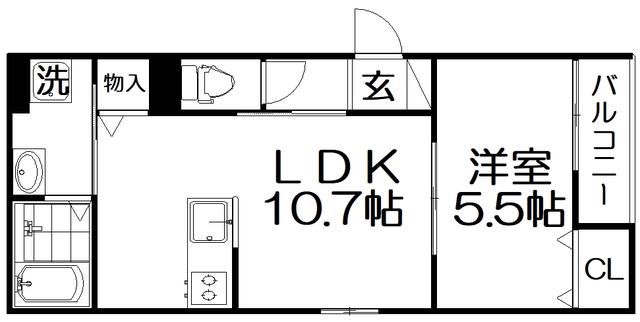 TEKO宮之阪(1LDK/2階)の間取り写真
