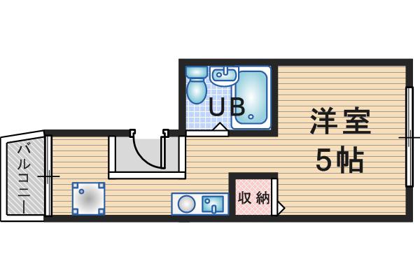 スタジオグロワール(1DK/2階)の間取り写真