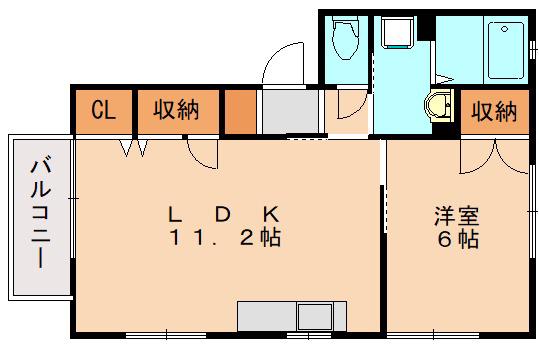 ルミエール八田 B棟 (1LDK/2階)の間取り写真