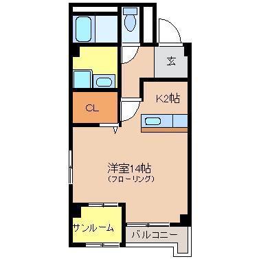 ファイブシティ(ワンルーム/9階)の間取り写真