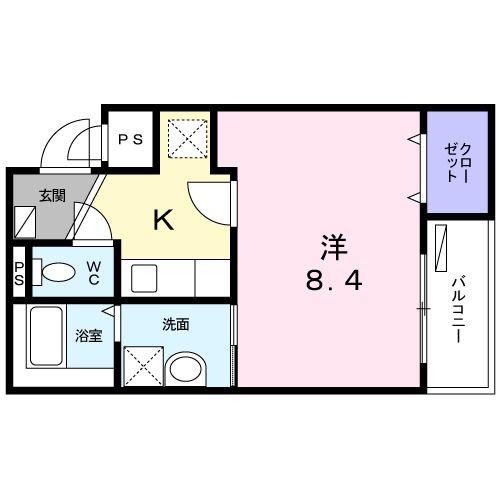 ラフィーネ葛野(1K/2階)の間取り写真