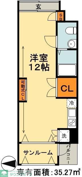 アペルト千葉(ワンルーム/2階)の間取り写真