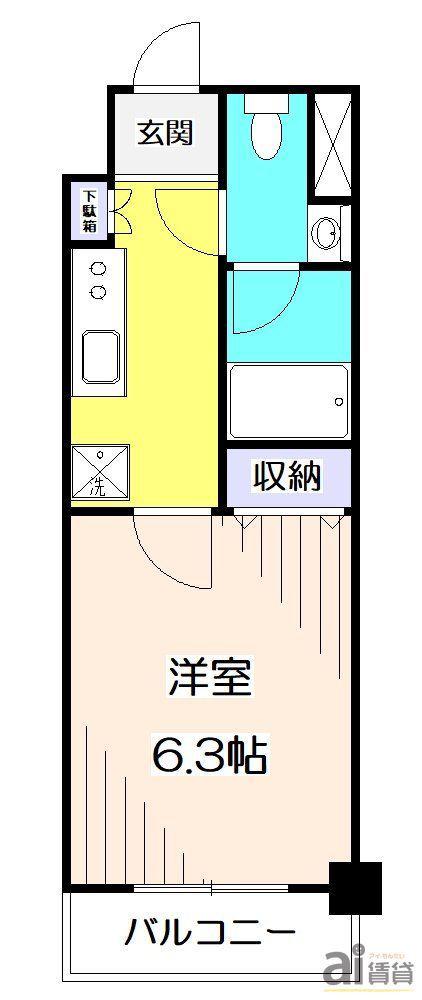 WILL DO 新座(1K/5階)の間取り写真