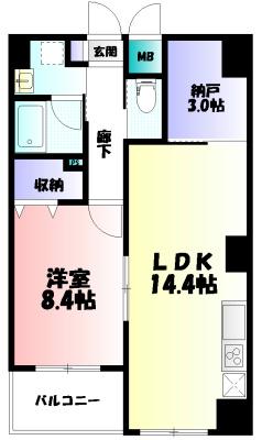 グラビス(1LDK/1階)の間取り写真