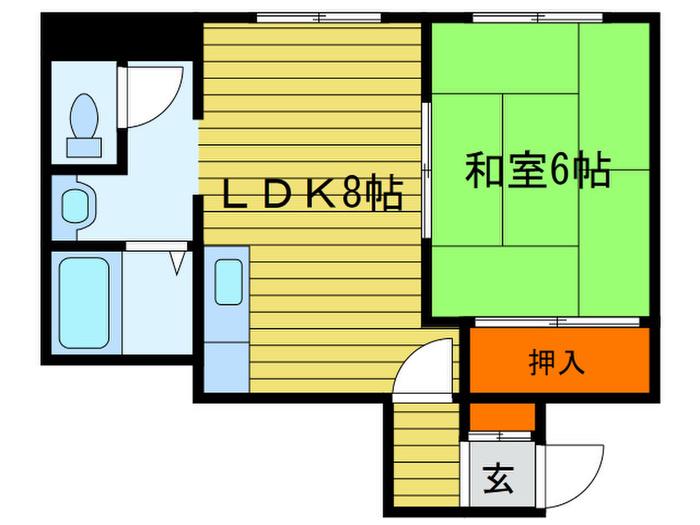 キャッスルエルム(1LDK/1階)の間取り写真